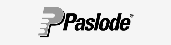 Paslode logo with stylized graphic and text.