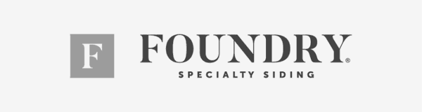Logo for Foundry Specialty Siding with a gray square containing a white letter 'F' and the words 'Foundry Specialty Siding' in black capital letters.