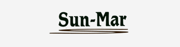 Sun-Mar logo with stylized text and underline design.