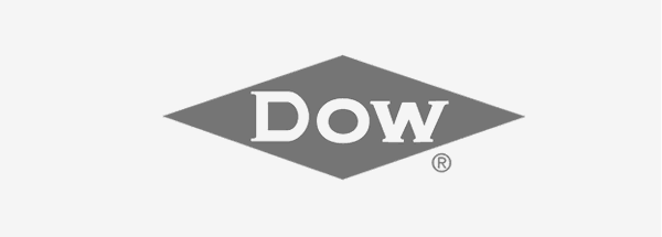 Dow logo in gray and white.
