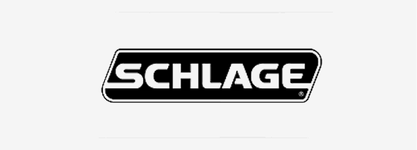 Schlage logo with black and white design.