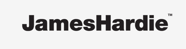 Text displaying 'JamesHardie' in bold black font on a white background.