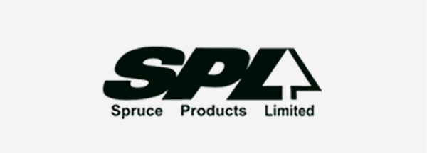 Logo for SPL Spruce Products Limited in black and white.
