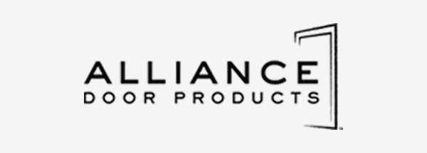 Logo for Alliance Door Products featuring a stylized door opening.