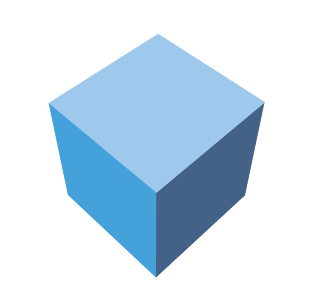 3D blue cube with shaded faces.