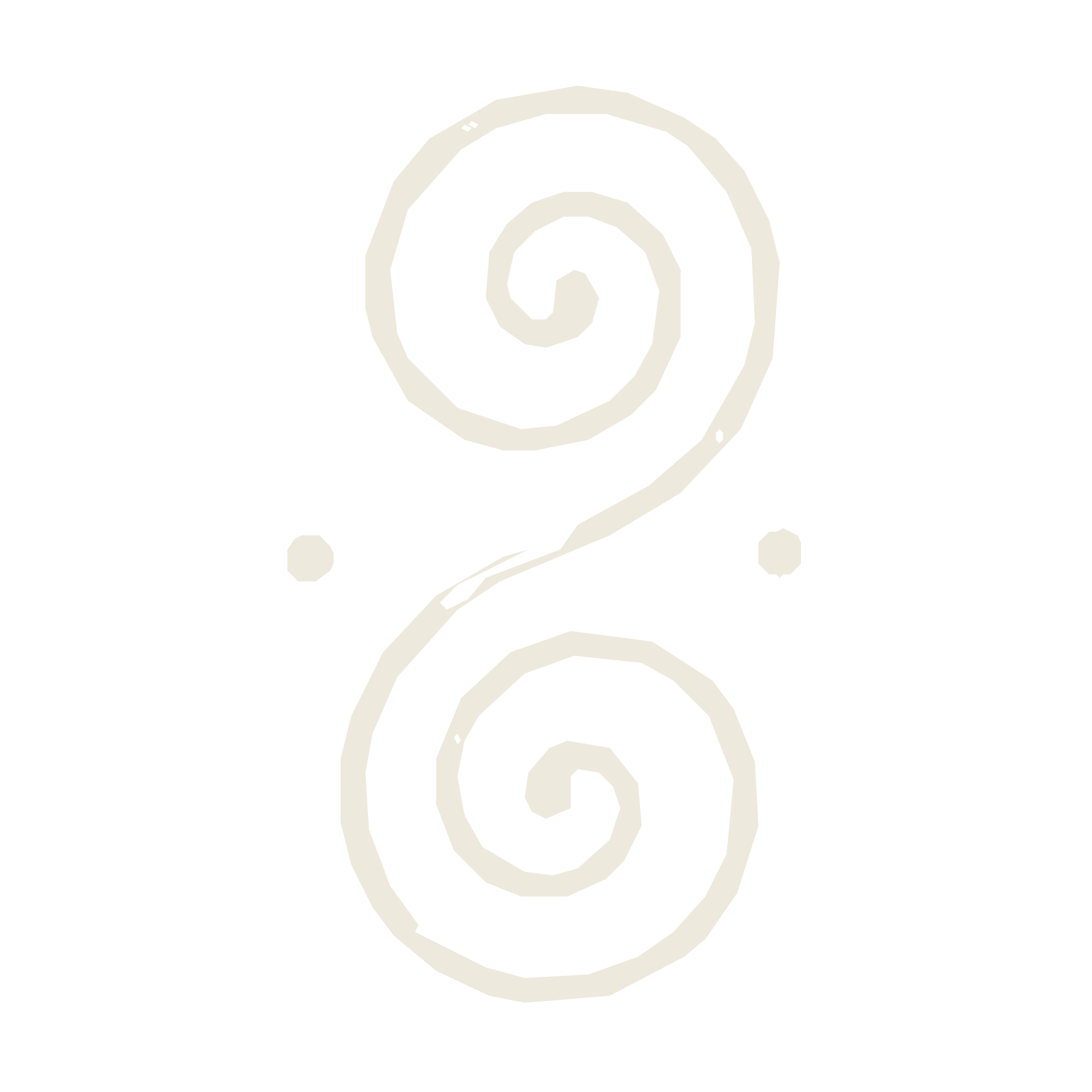 Illustration of a spiral or swirl pattern in light cream color on a black background.