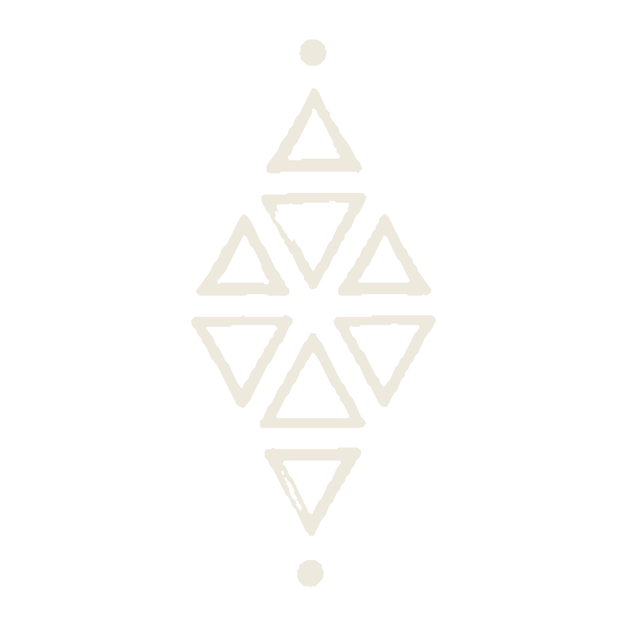 An illustration of a geometric design with lines and triangles connected vertically on a black background.