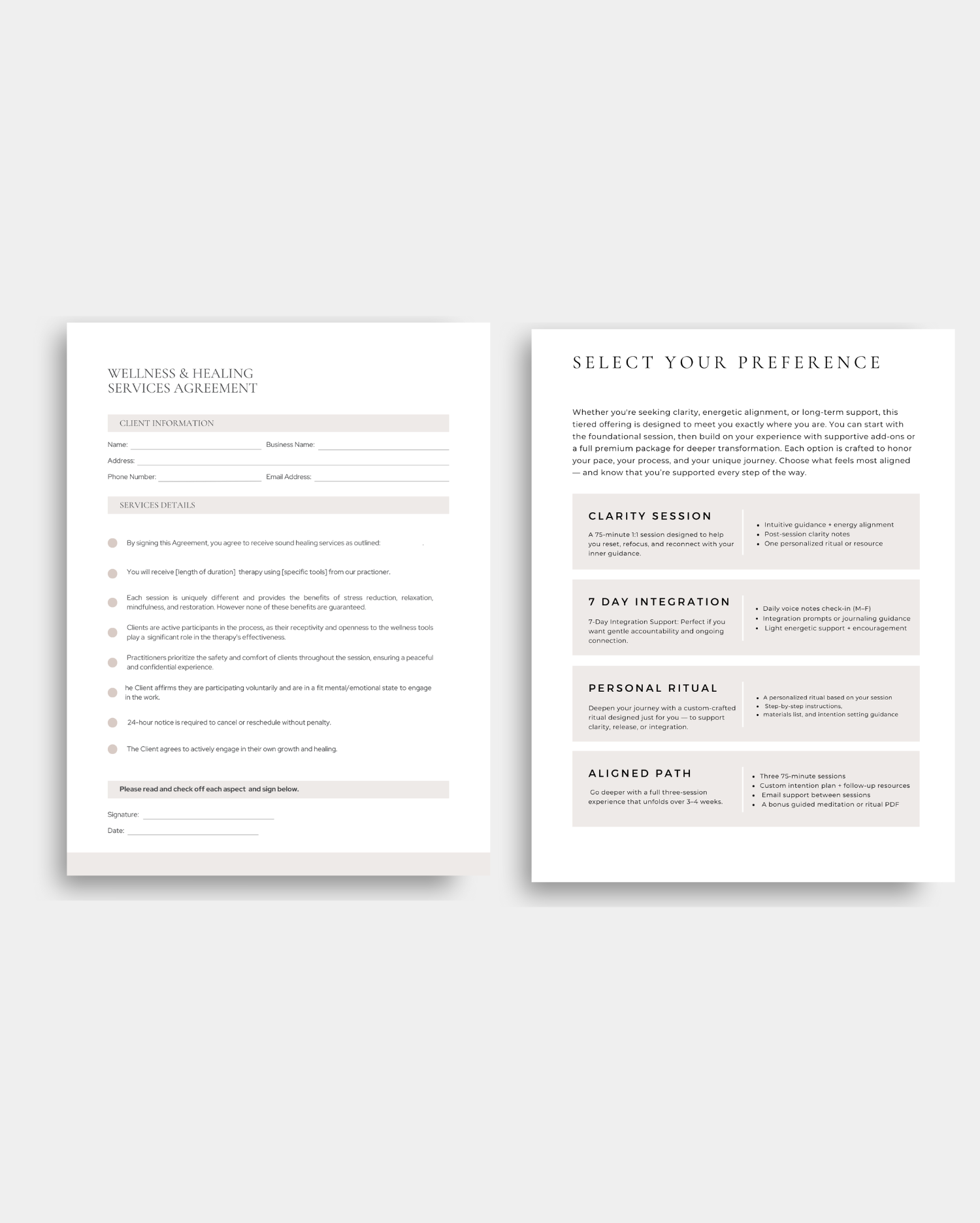Welcome Packet Template, Client Onboarding, Service Agreements, Pricing Guide, Wellness Coach, Life Coaching, Therapist, Holistic Health,
