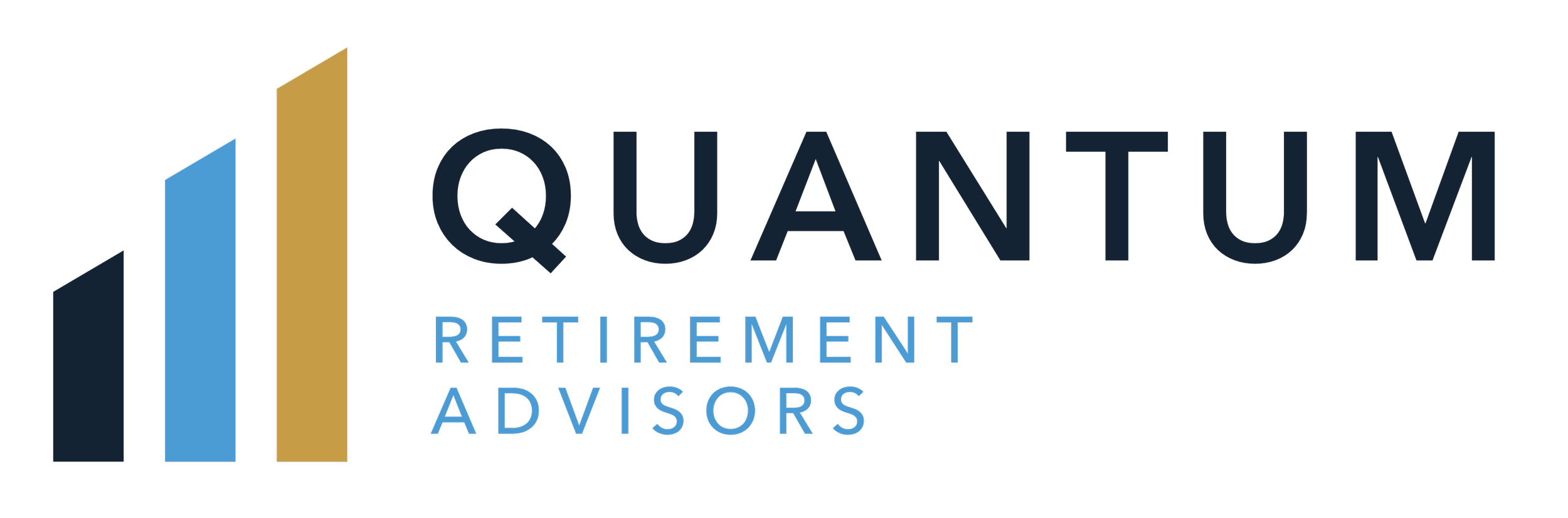 Quantum Retirement Advisors logo with stylized bar chart in black, blue, and gold beside the text 'Quantum Retirement Advisors' in black and blue.
