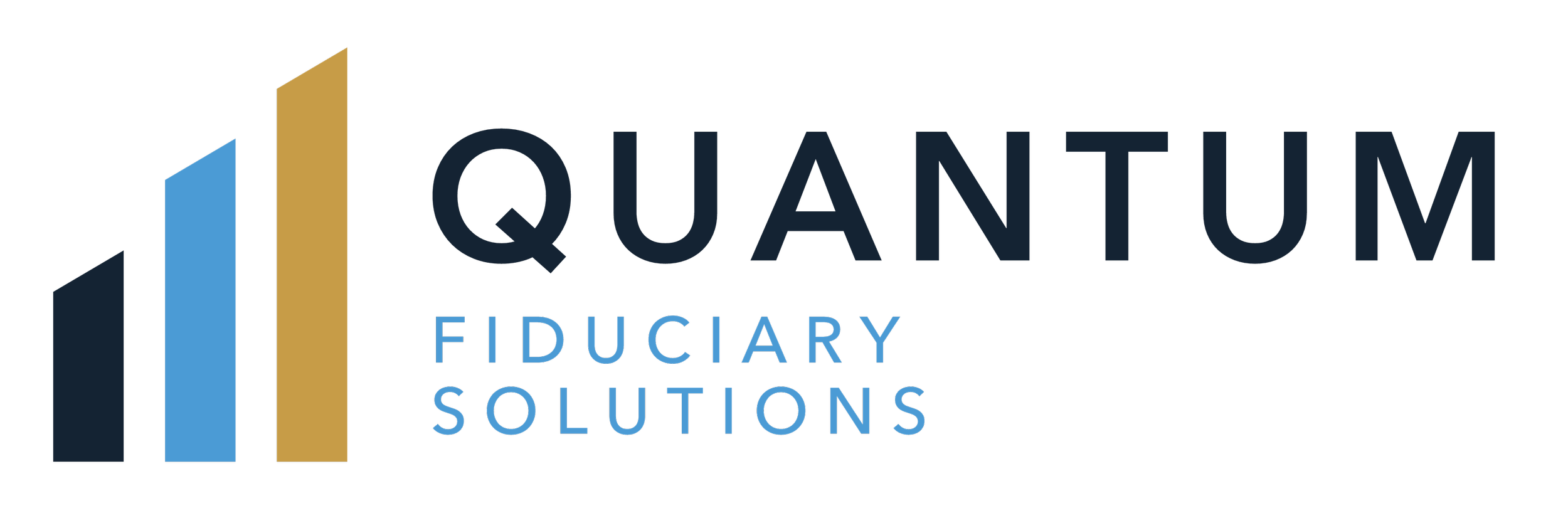 Logo of Quantum Fiduciary Solutions with stylized ascending bars in black, blue, and gold.