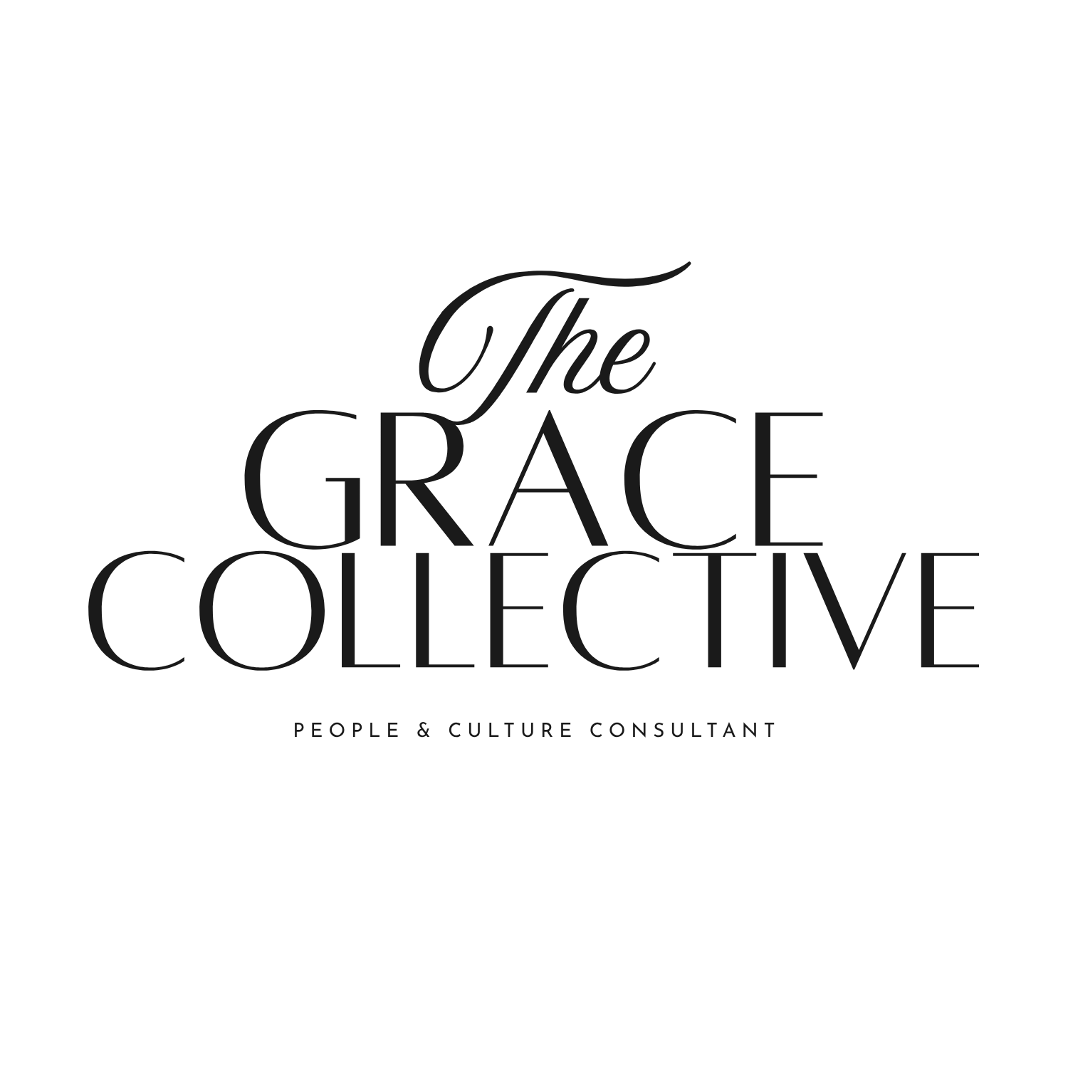 Logo for The Grace Collective featuring the text 'The Grace Collective' in elegant black font, with a subheading 'People & Culture Consultant' beneath.