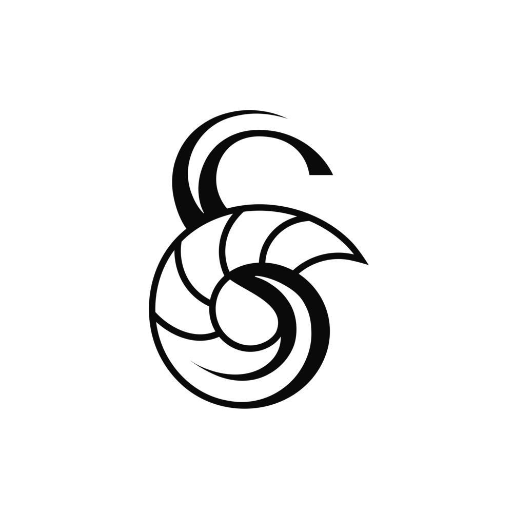 A black and white line drawing of a snail with a spiral shell, viewed from the side.