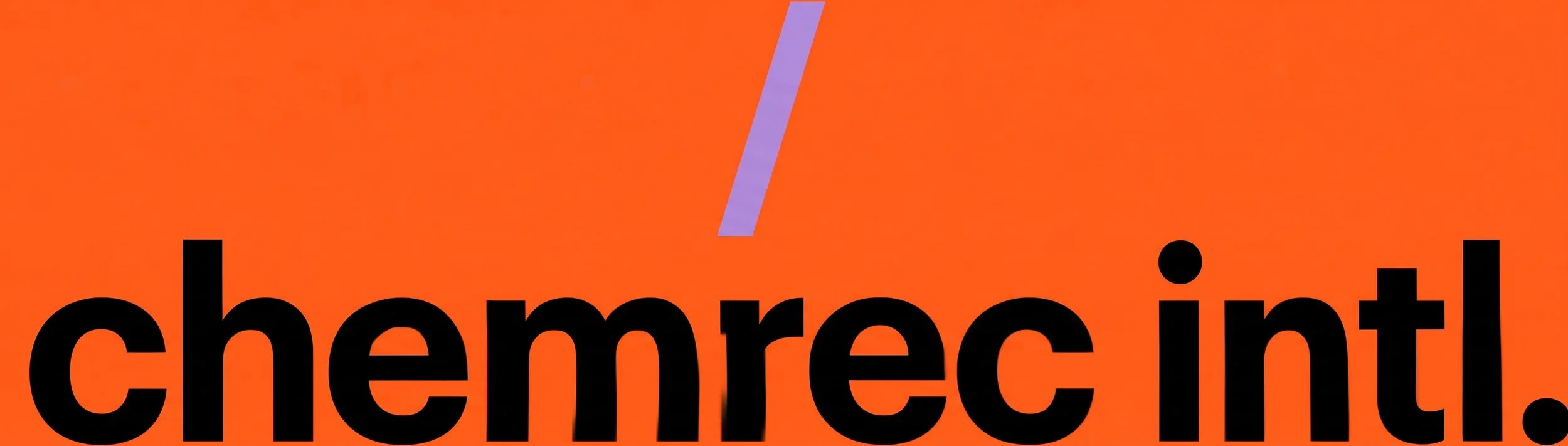 Close-up of partial text spelling 'chemretl' on an orange gradient background with a purple slash above.