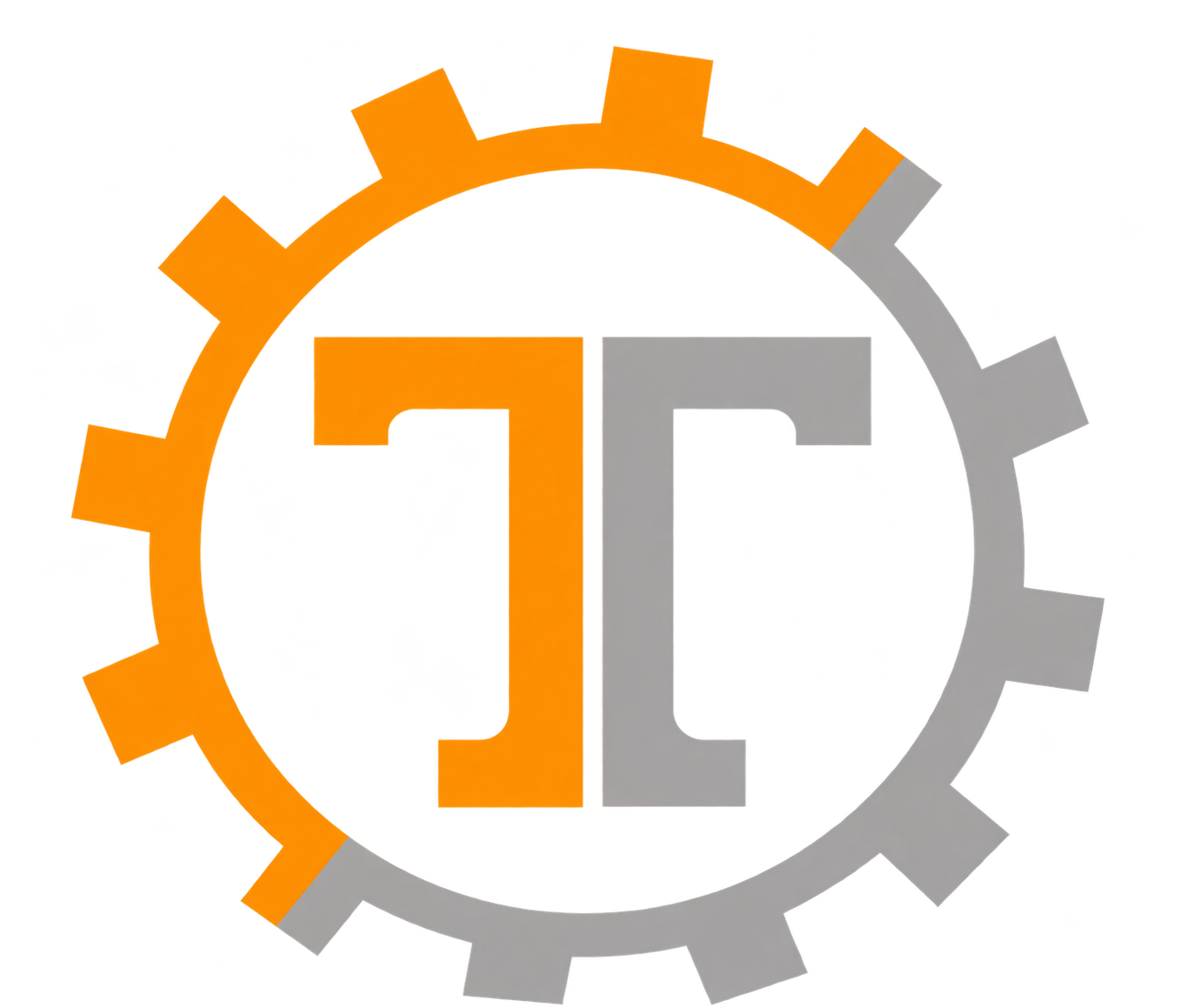 A logo with the letters G and E inside a gear shape, with the letter G in orange and the letter E in gray.