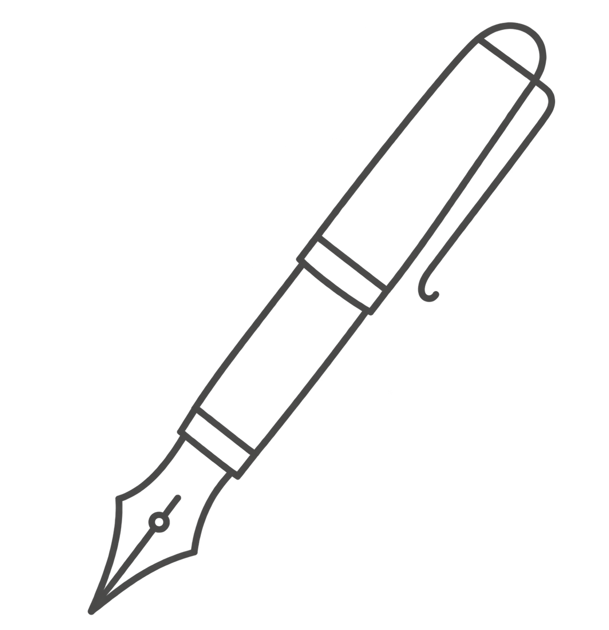 Outline drawing of a fountain pen.