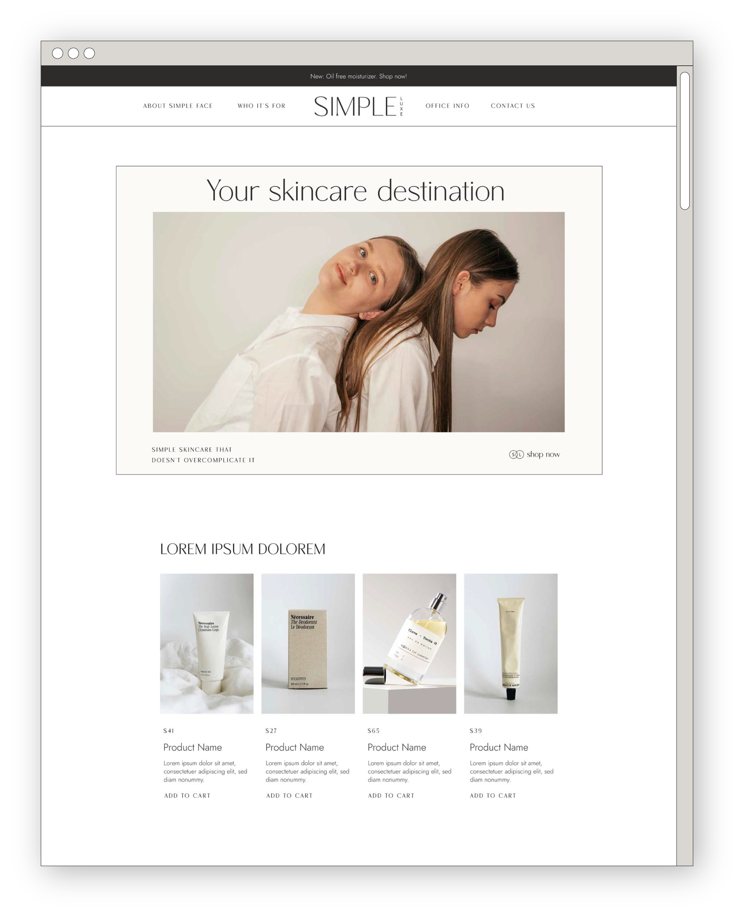 Simple Luxe website design by Creme Brands