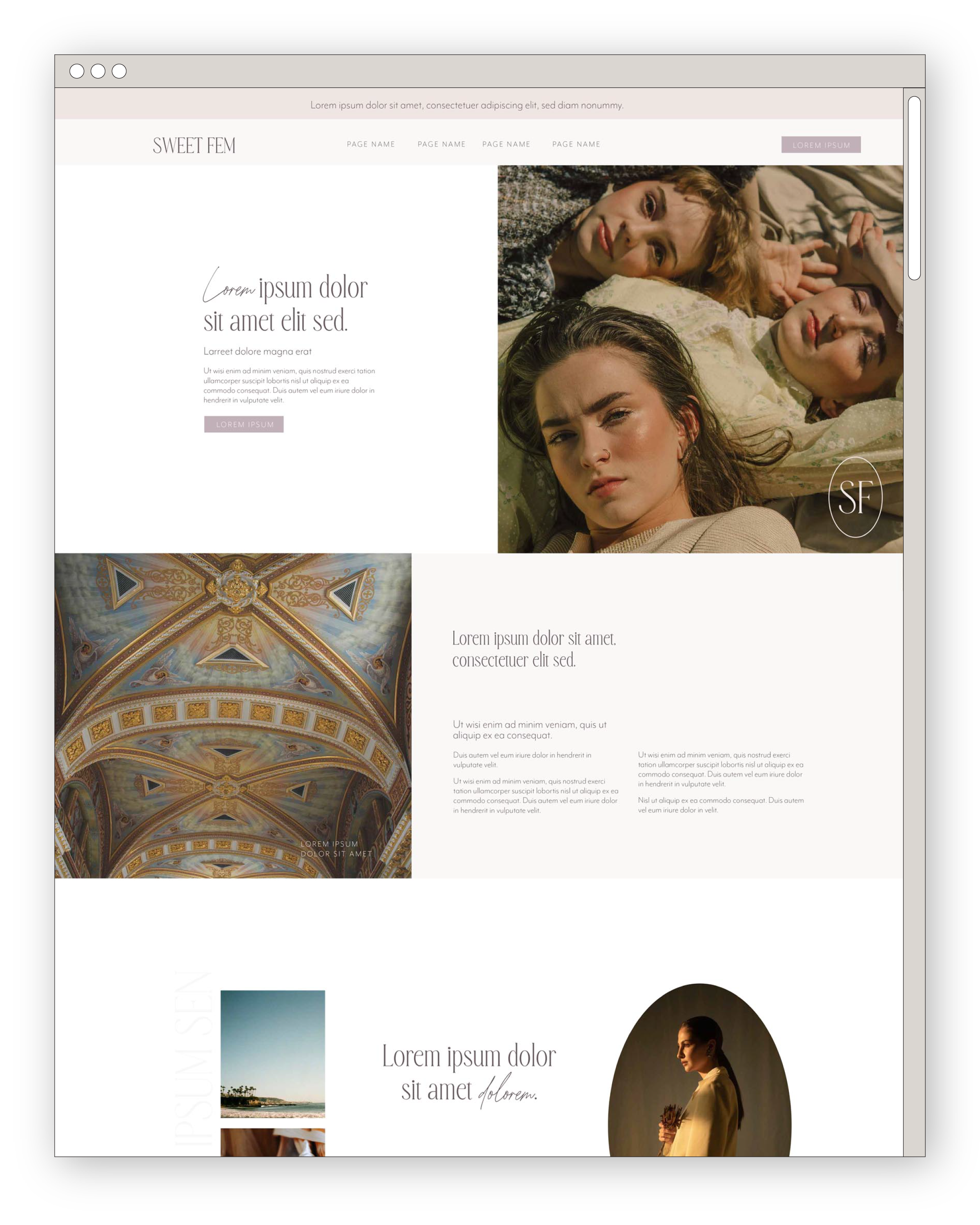 Sweet Fem website design by Creme Brands
