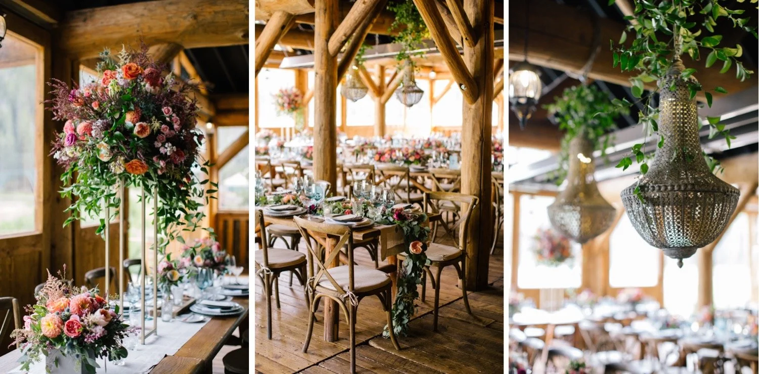 Rustic wedding decor at Piney River Ranch