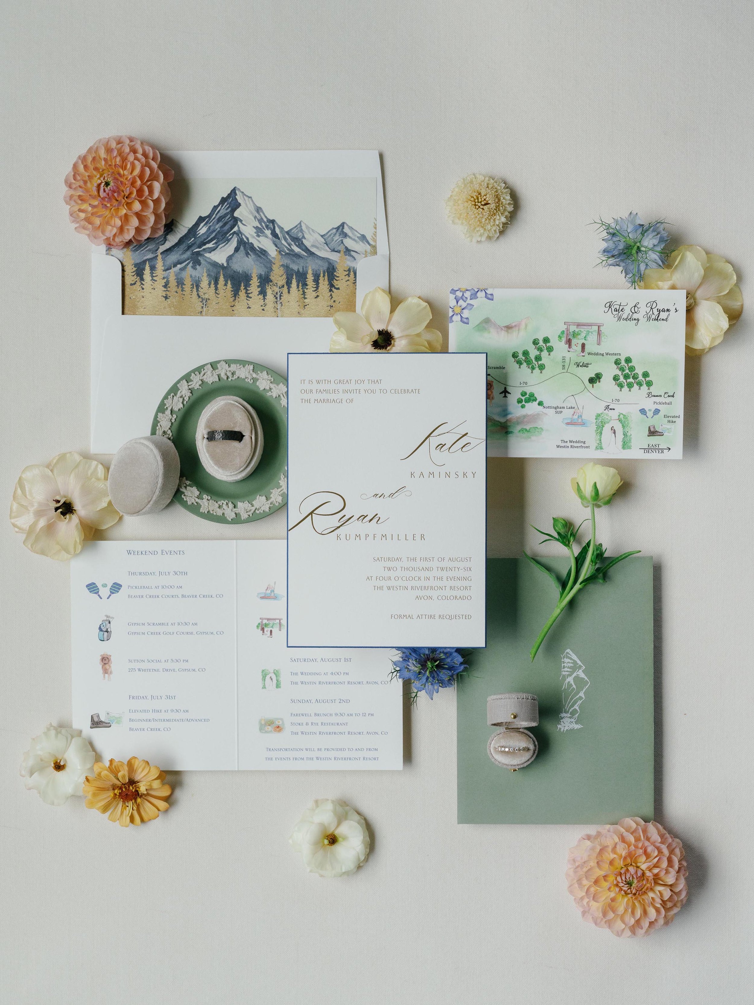 cohesive expertly designed stationary for a wedding in beaver creek colorado