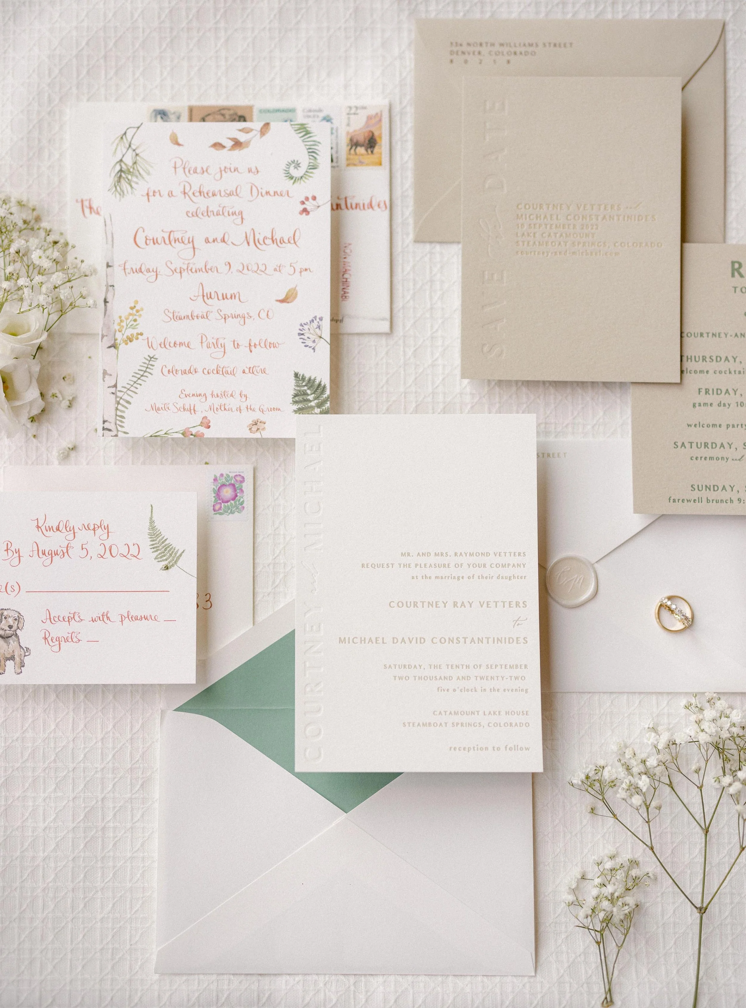 luxurious wedding invitation stationary designed by karli and co