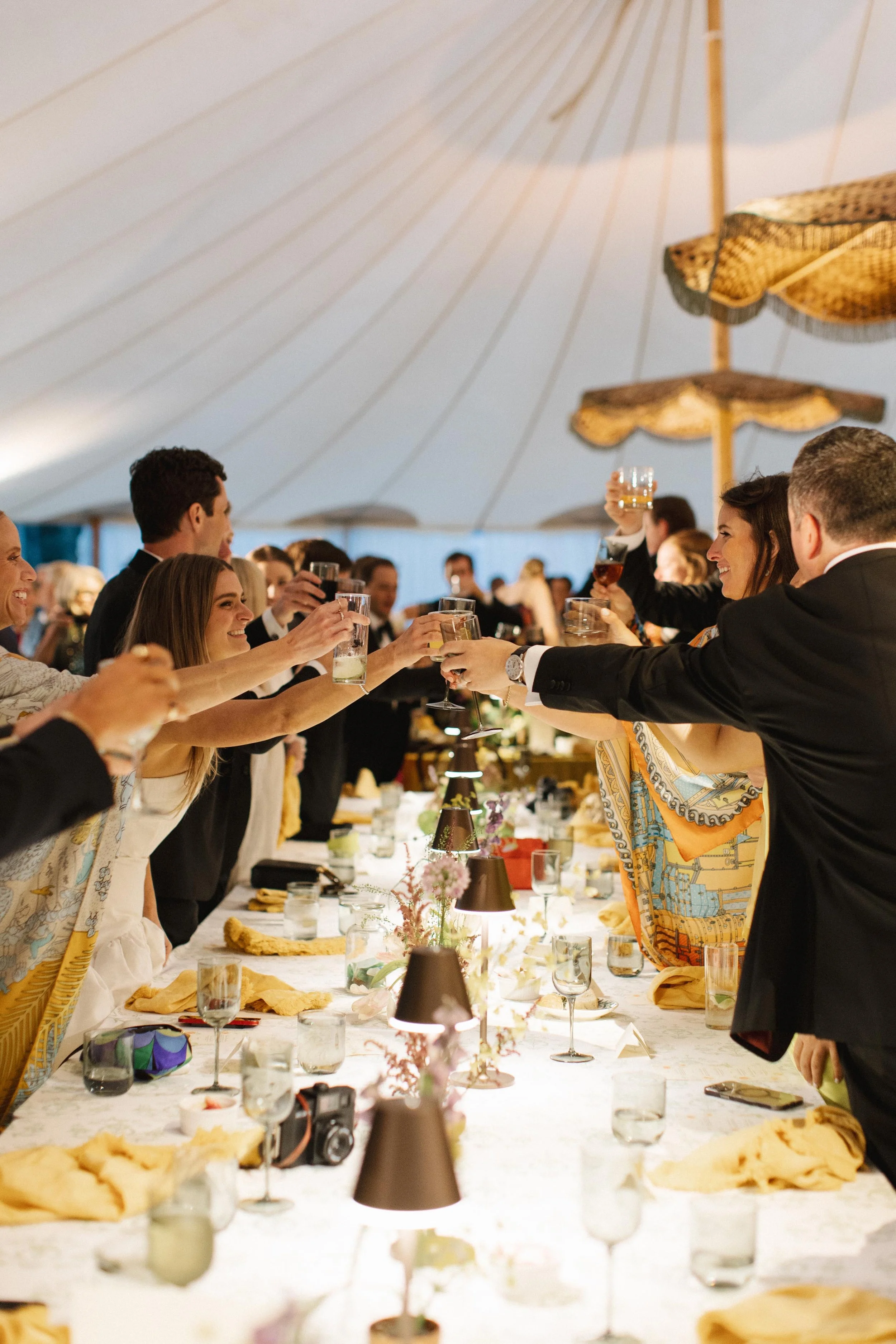 everyone at a luxurious colorado wedding celebrating each other
