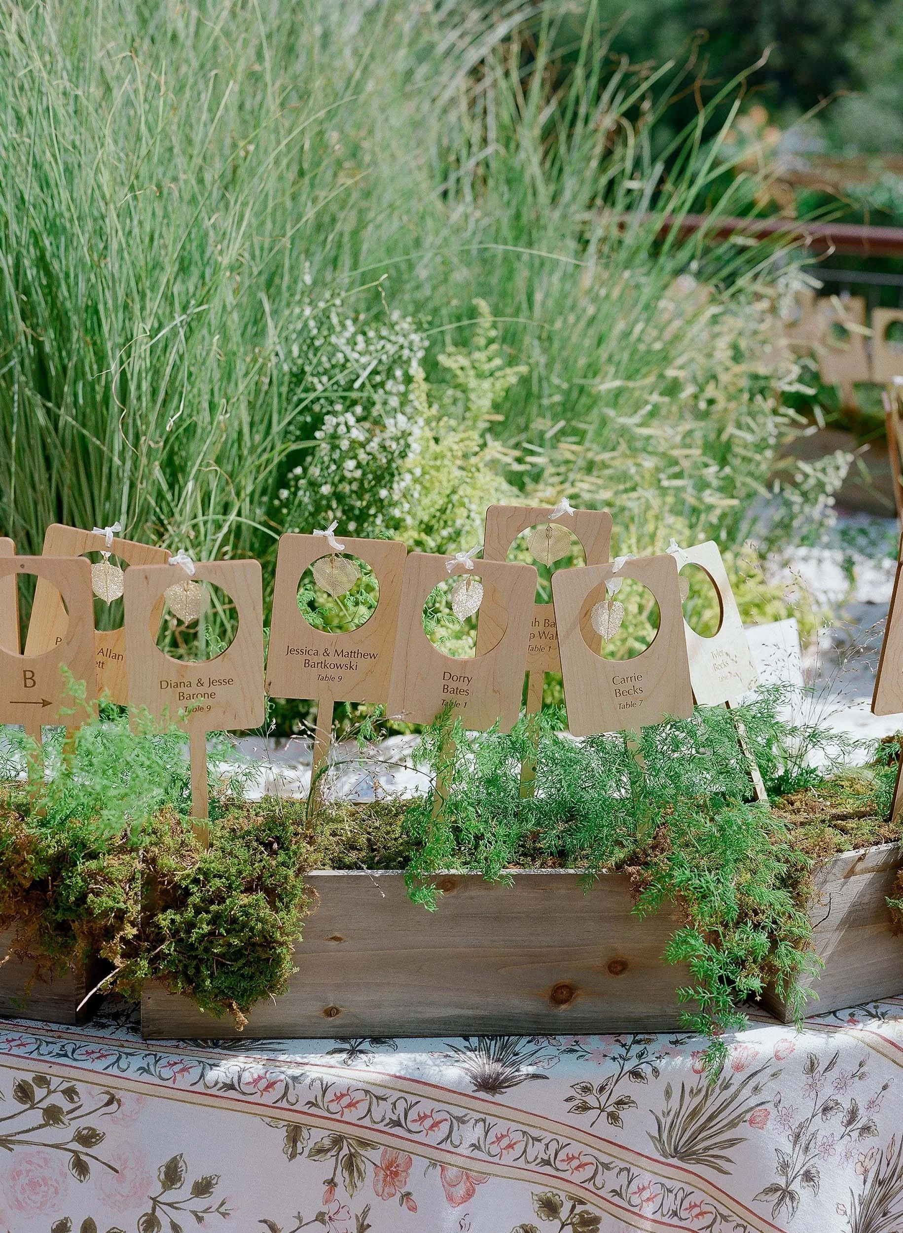 cute table signage for wedding guests at a wedding in beaver creek colorado