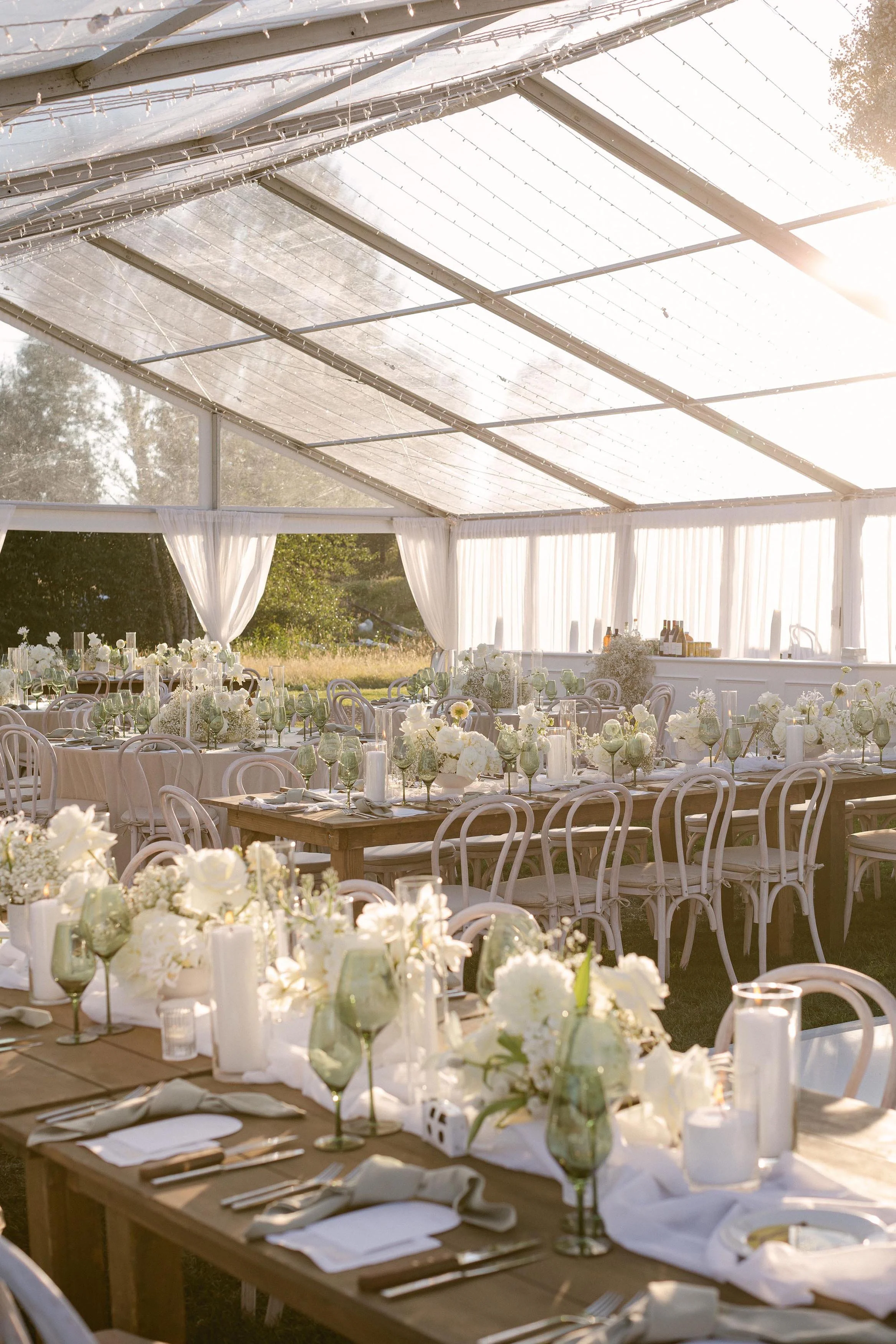 white and brown tented wedding decor in steamboat springs colorado