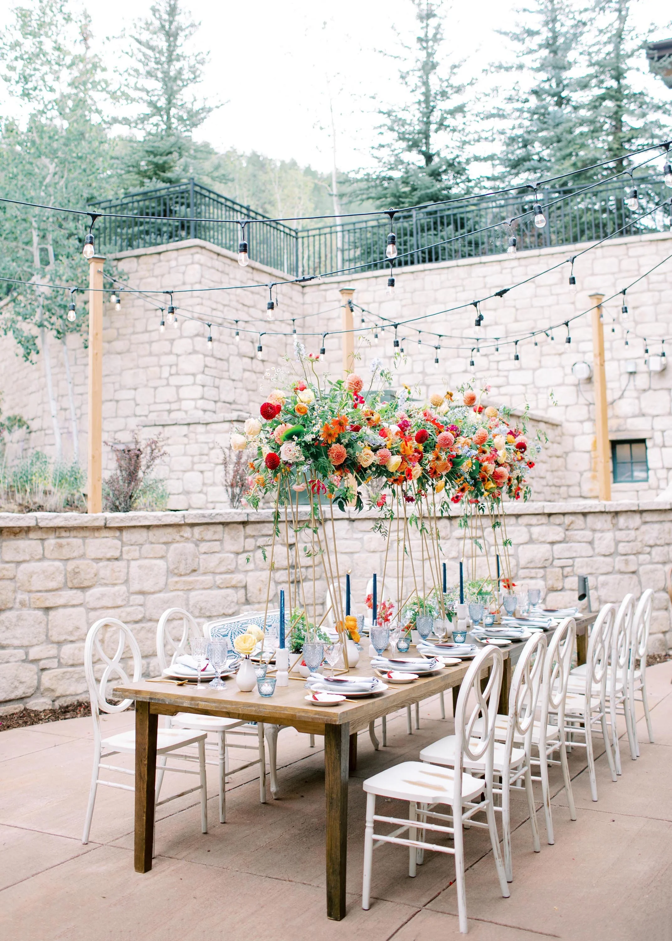 a perfectly designed wedding table for a large wedding in beaver creek colorado