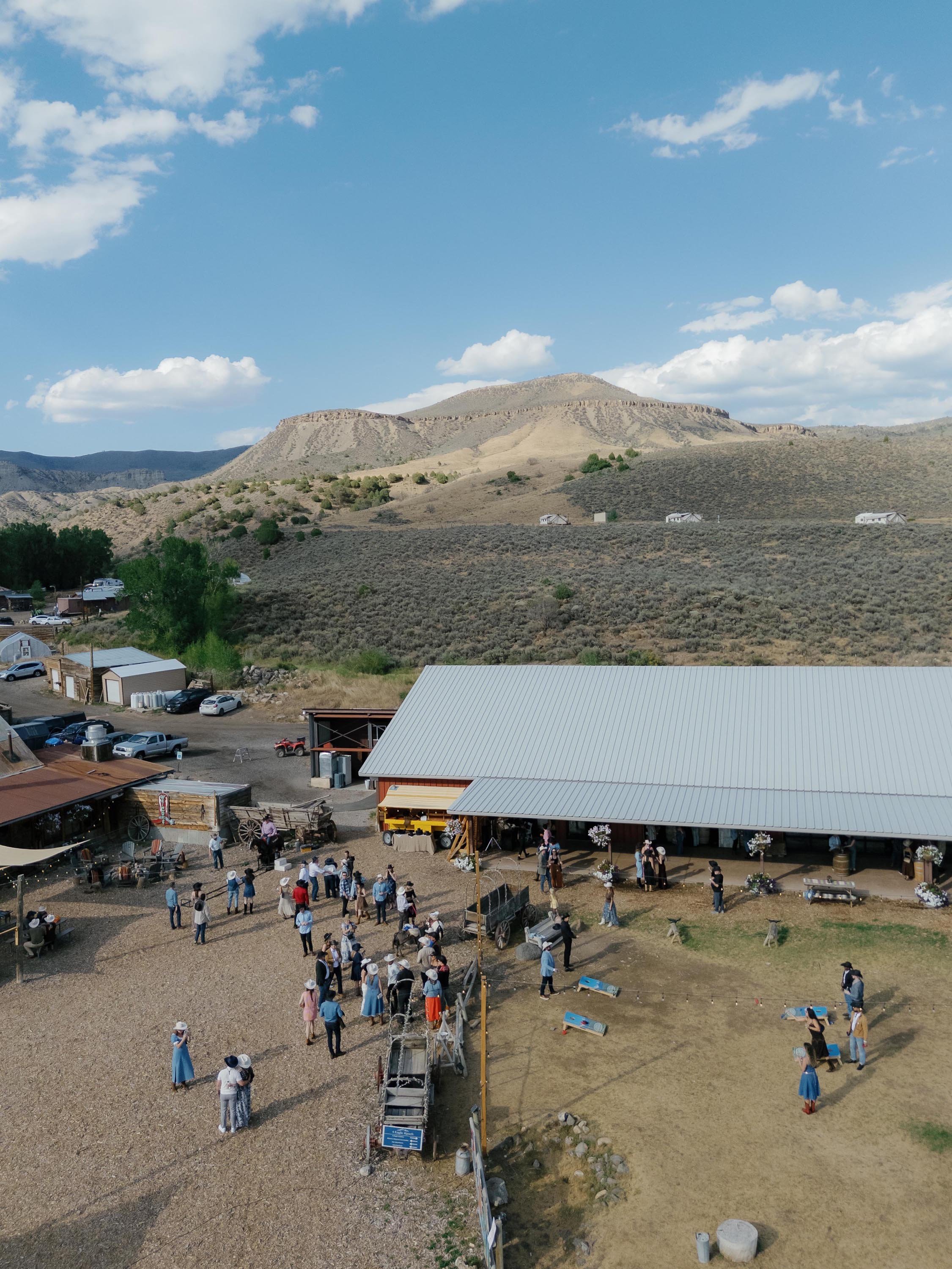 aerial view of a bride and grooms full service weekend wedding celebration