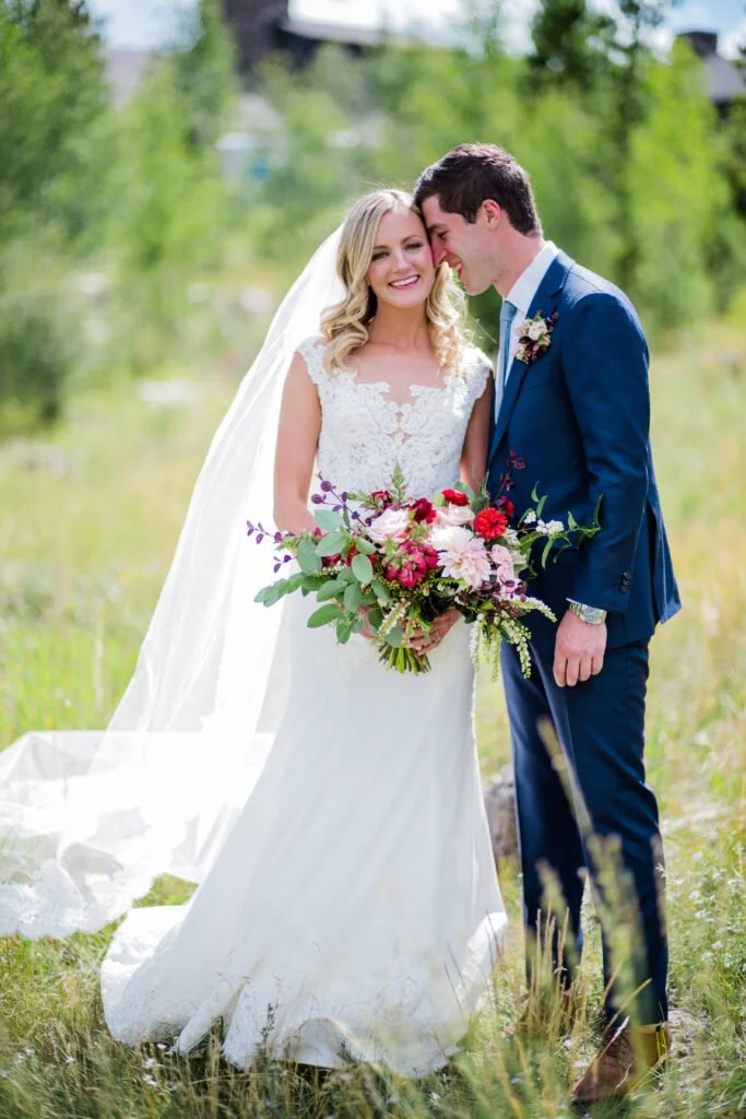 a bride and groom during their outdoor wedding in New England