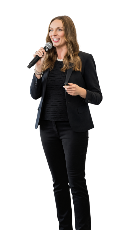 Sarah Mullins speaking into a microphone