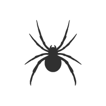 Silhouette of a spider with eight legs against a black background. Pest control species.