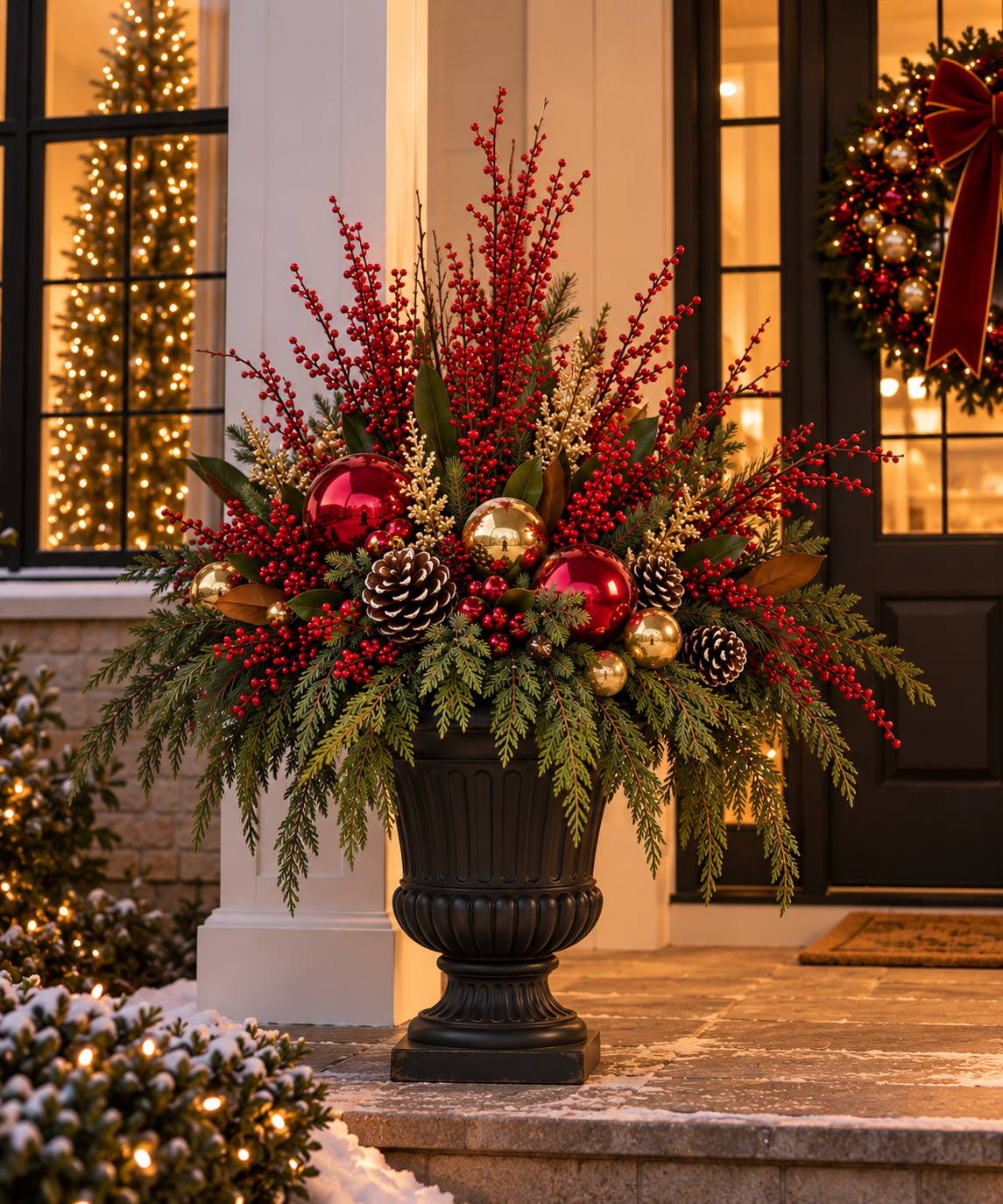 Festive Red and Gold Porch Urn.png