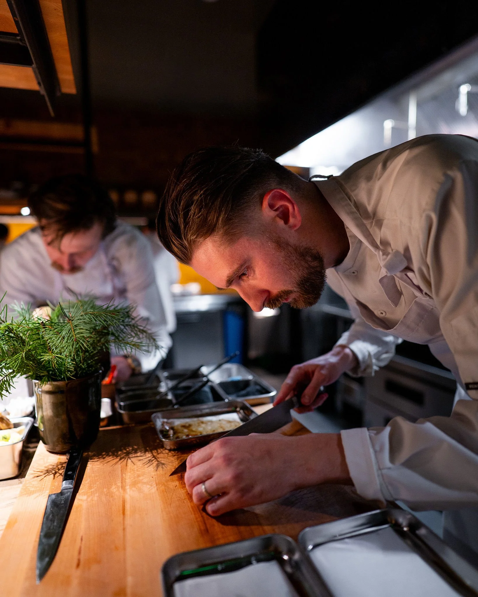 Chef Harrison focused in service