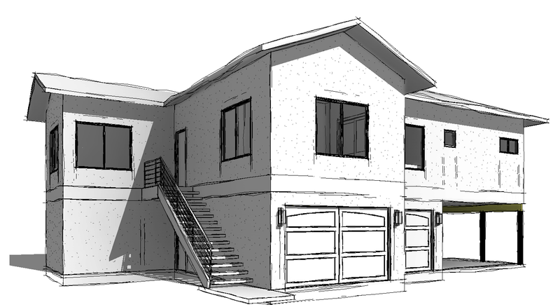 Mesa garage and apartment ADU design rendering, North Arrow Design