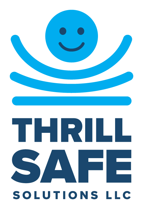 Blue logo with a smiling face above the words "THRILL SAFE SOLUTIONS LLC" in blue text.