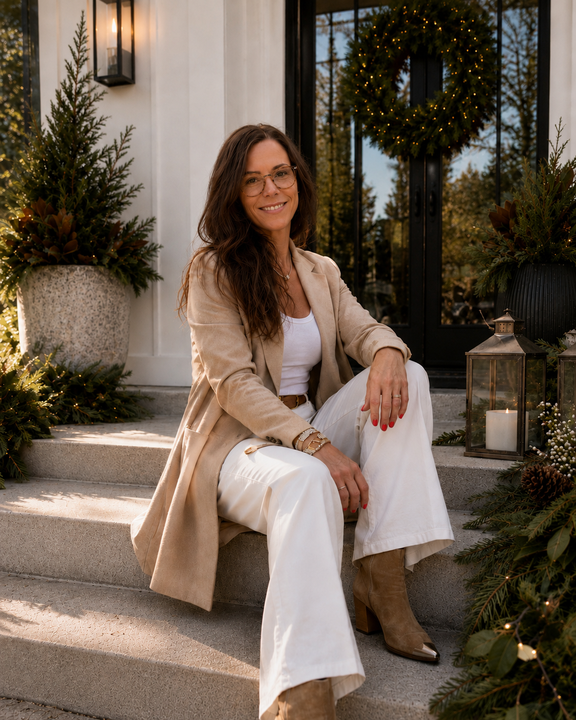 woman on front steps