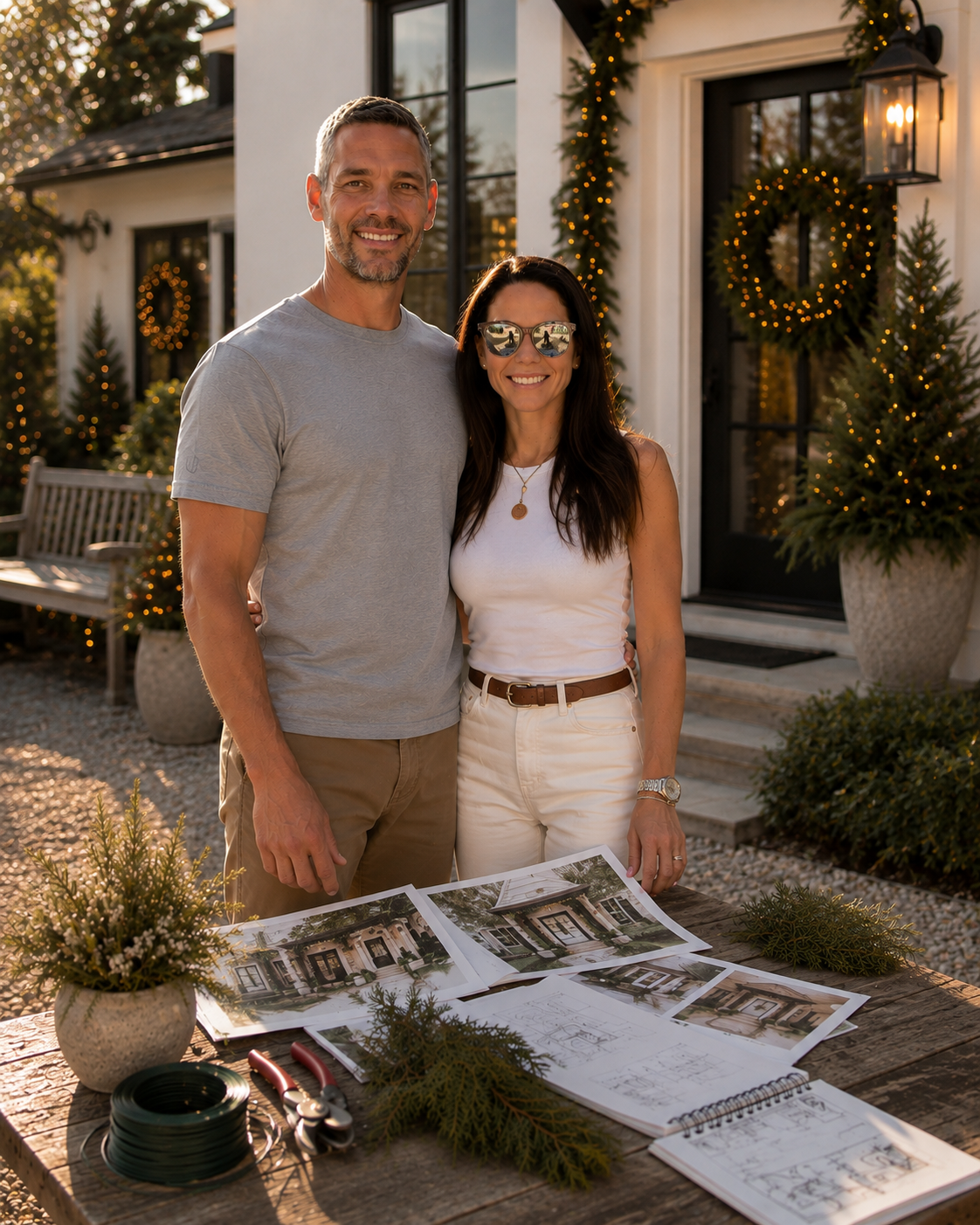 Husband and wife designers at the job site