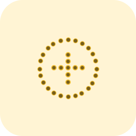 A pattern of small brown dots arranged in a circle and a cross pattern inside on a beige background.