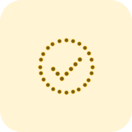 A clock face made of small brown dots with hands pointing to 12:15.