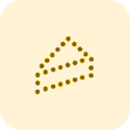 Illustration of a slice of cake made with dots and lines.