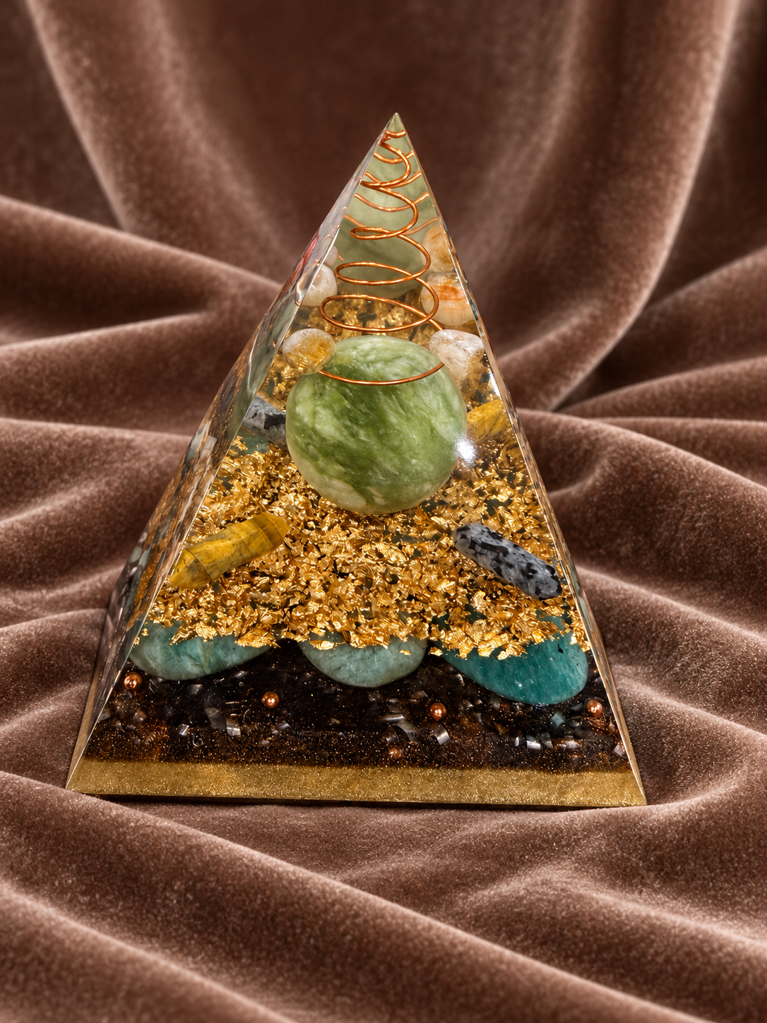 Serpentine Sphere Orgone Pyramid