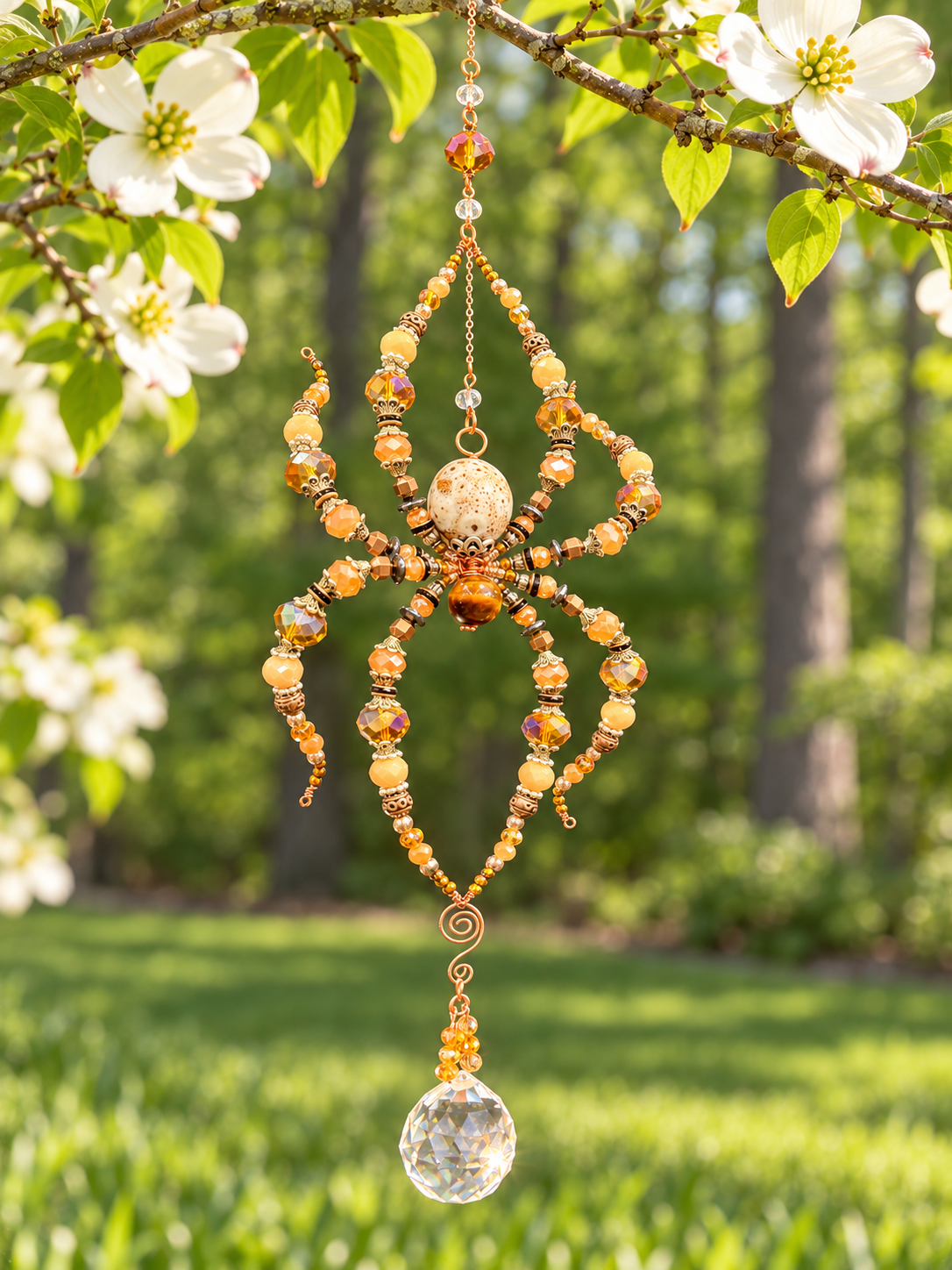 Champaign and Love Spider Suncatcher