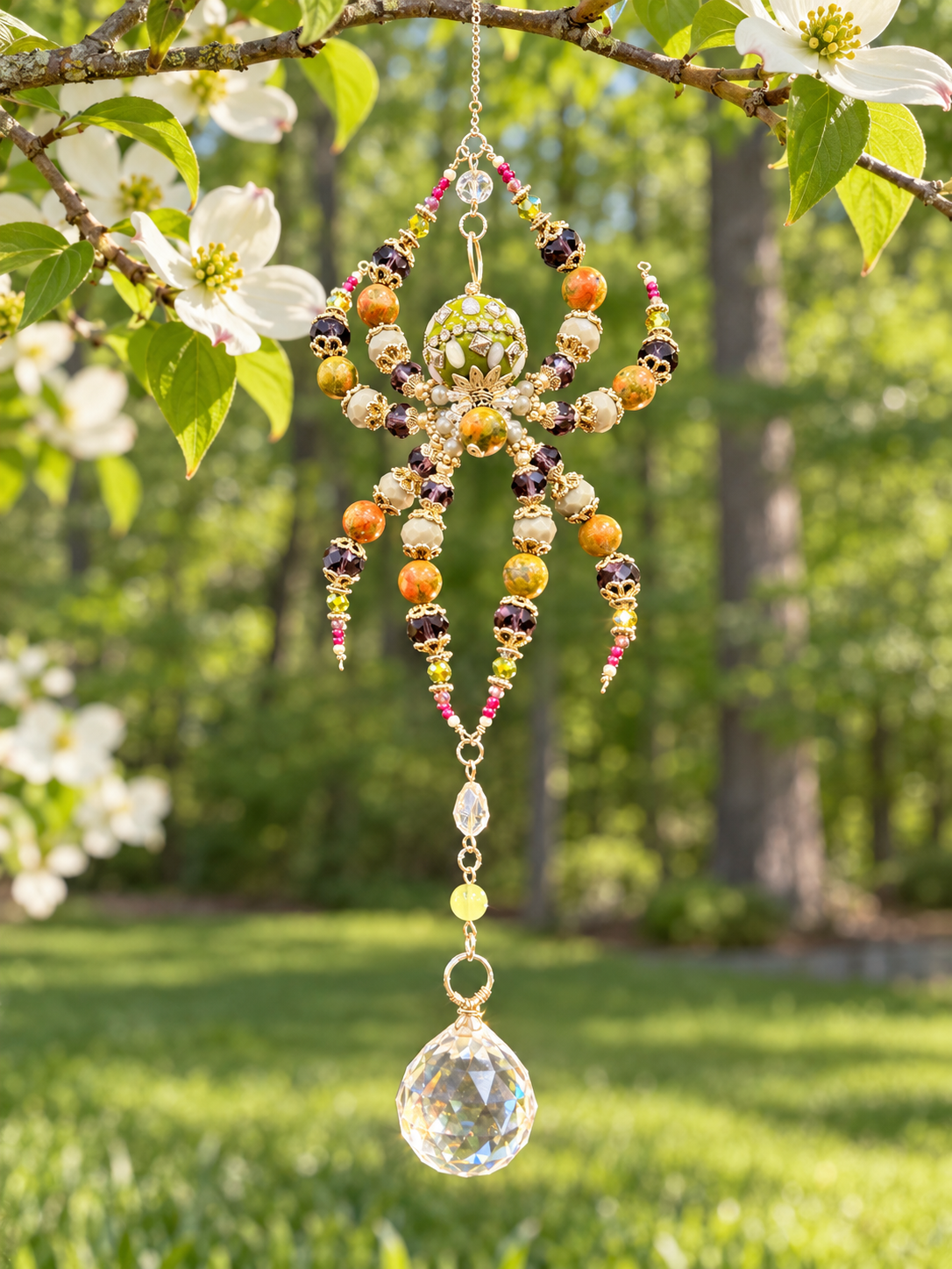Unakite and purple Spider Suncatcher