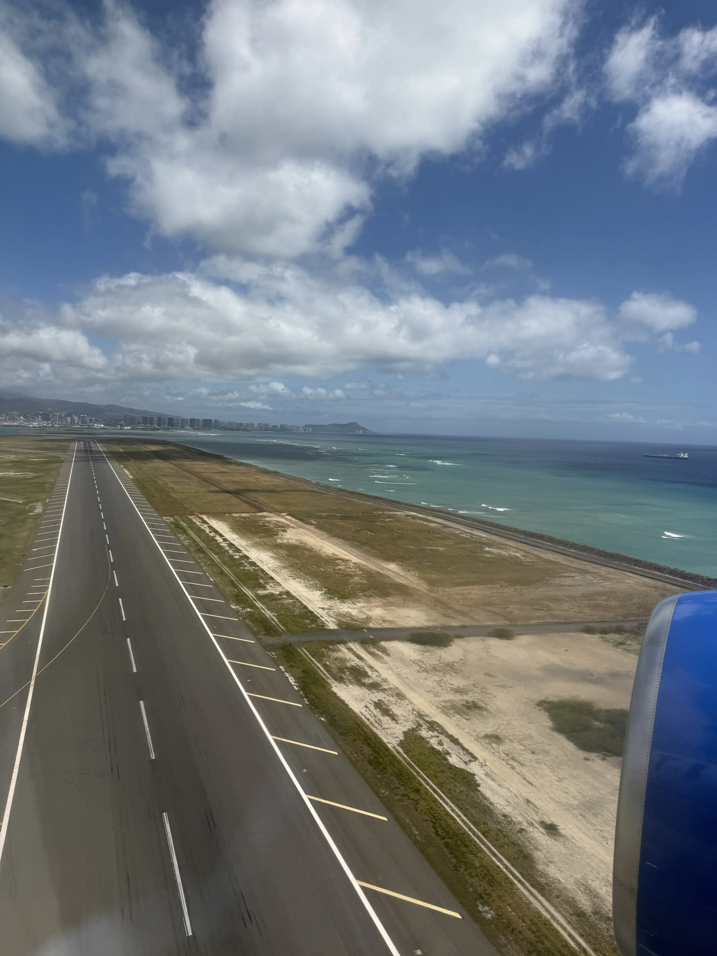 Landing!  Two Flights, United Airlines - both great with the transfer to the new plane easy, and the staff simply incredible!  That is outside of that one gate-keeper who made me take off my fanny pack and stuff it into my carry on - they take the tw