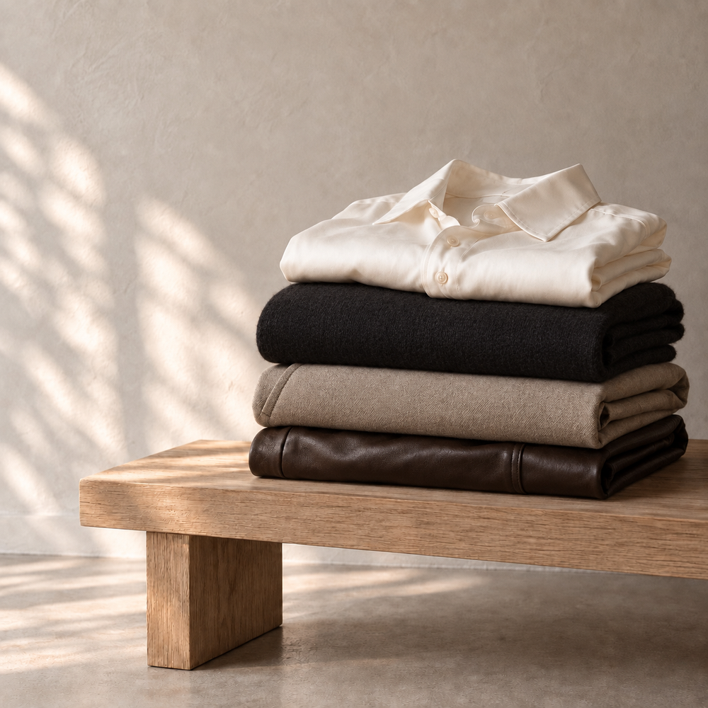 Folded knitwear and shirting from a Personal Styling Package capsule