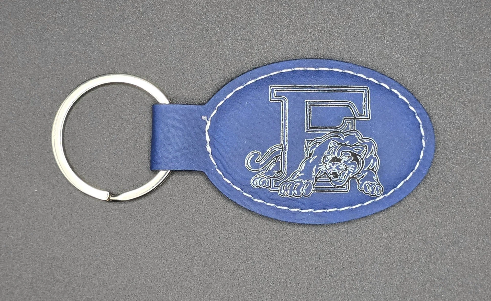 Blue E Panther Laser-Engraved Keychain Trenton (Edgewood) High School