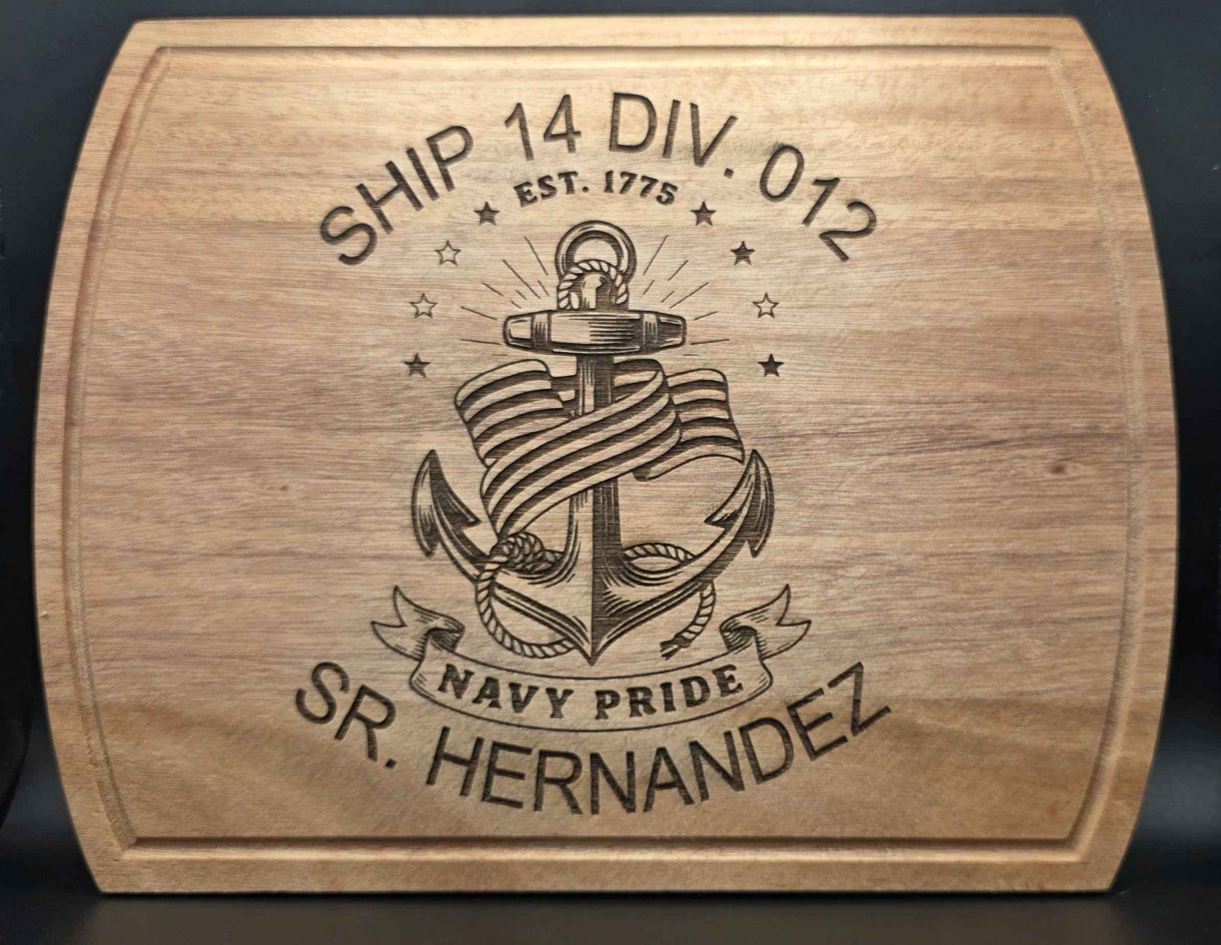 Personalized Walnut Cutting Board – Custom Engraved Family & Military Gifts