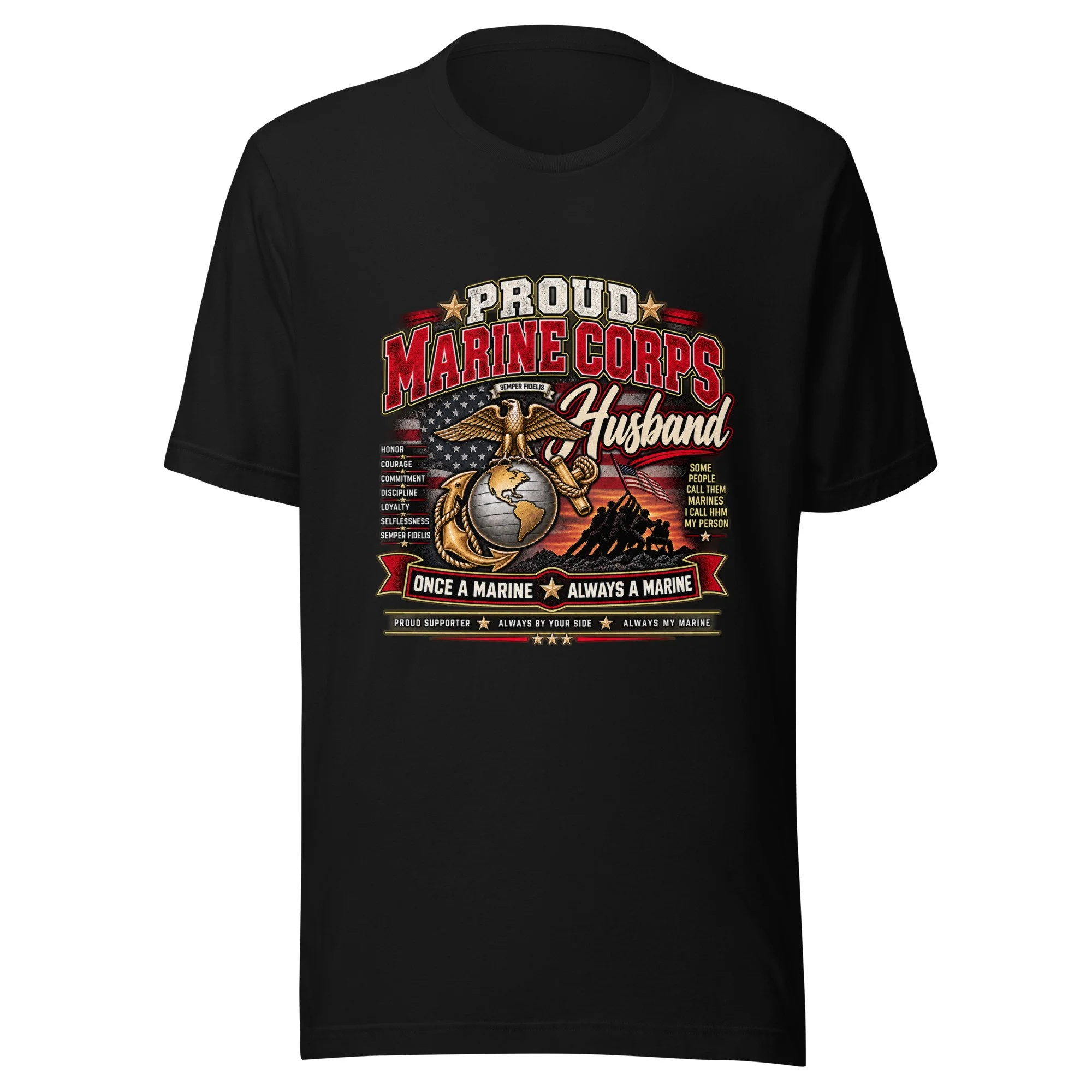 Proud Marine Corps Husband T-Shirt — USMC Family Pride
