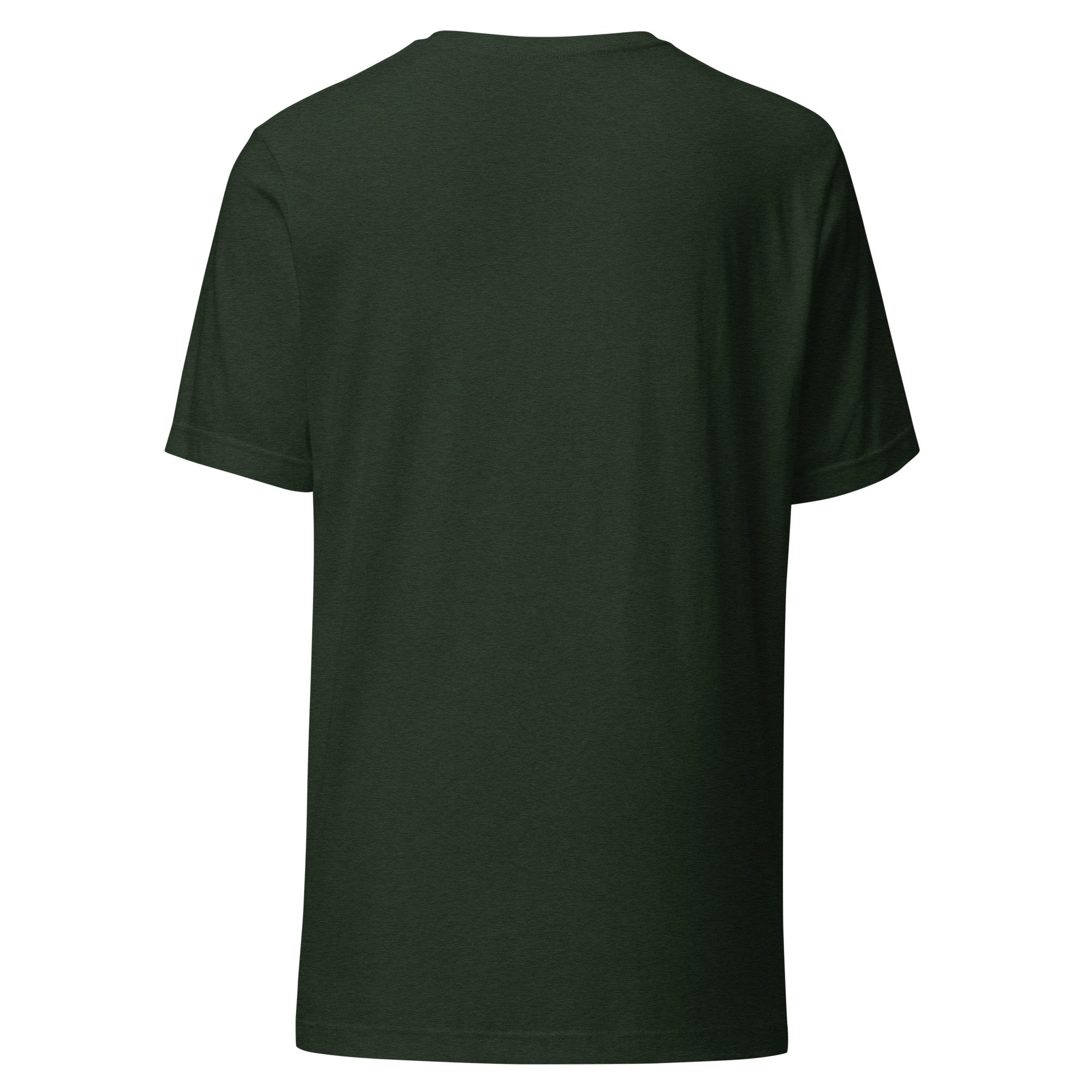 Hooked on Good Times bass fishing T-shirt in heather emerald, back view